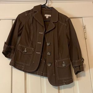 Coldwater Creek, Womens Petite Brown Utility Jacket, Size 6